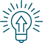 icon of bright lightbulb with arrow pointing up