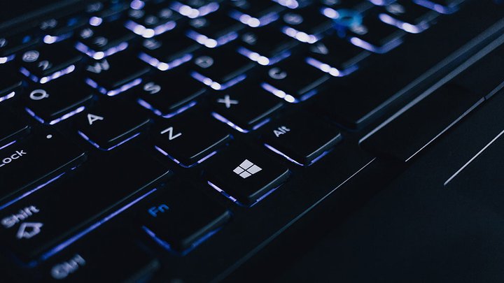 Close up of a back lit computer keyboard