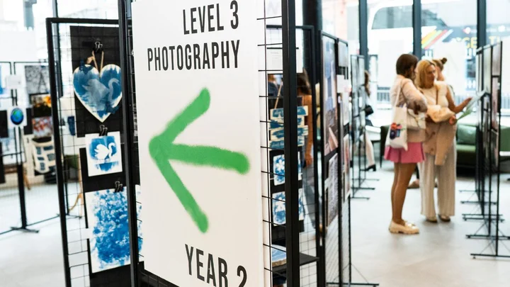 Photography exhibition featuring Level 3 student work displayed at The Manchester College City Campus Manchester.